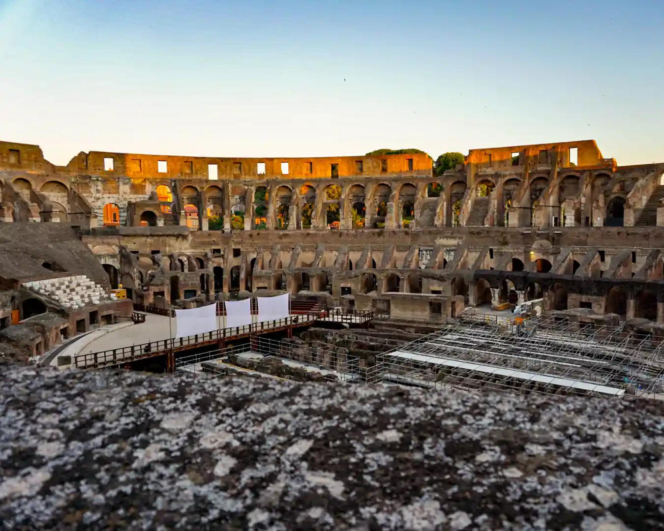 Inside the Colosseum At Sunset