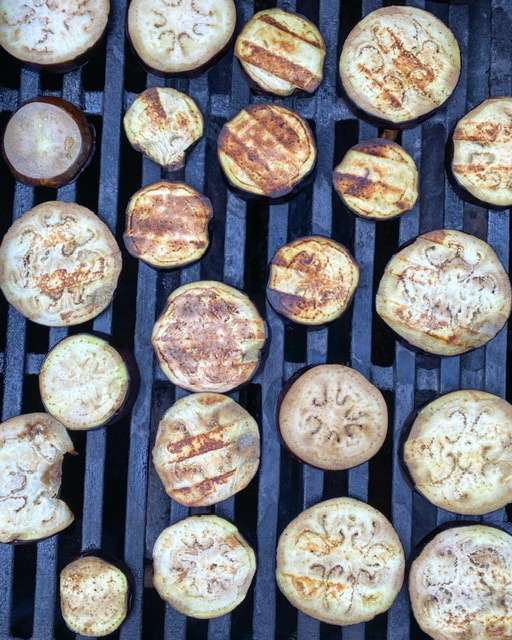 Eggplant Slices on a Grill