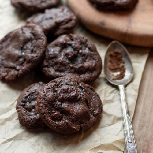 Double Chocolate Chips Cookies With A Spoon