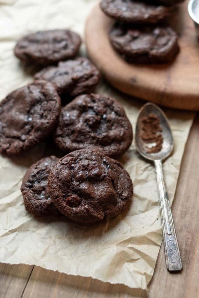 Double Chocolate Chips Cookies With A Spoon
