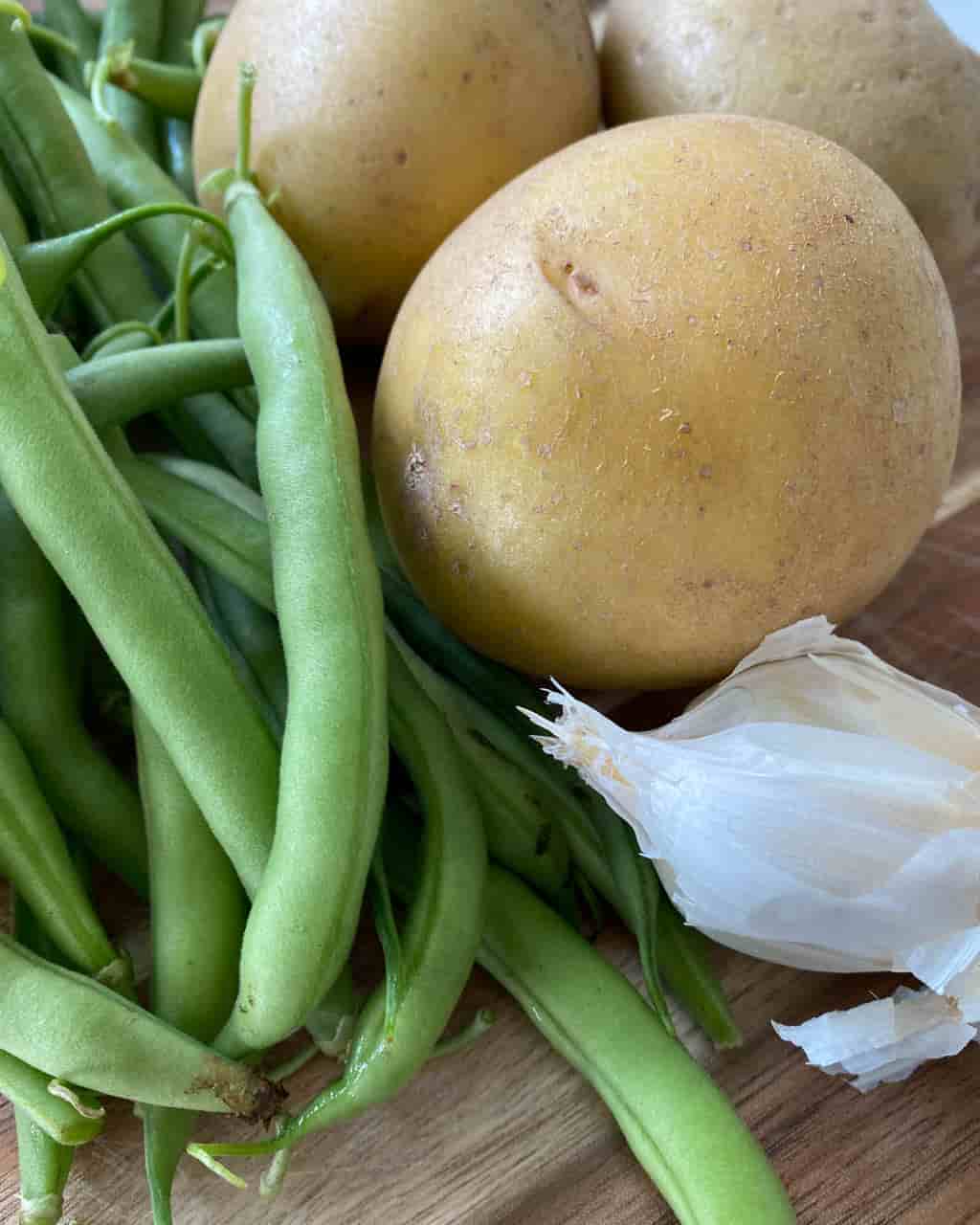 raw green beans and potatoes