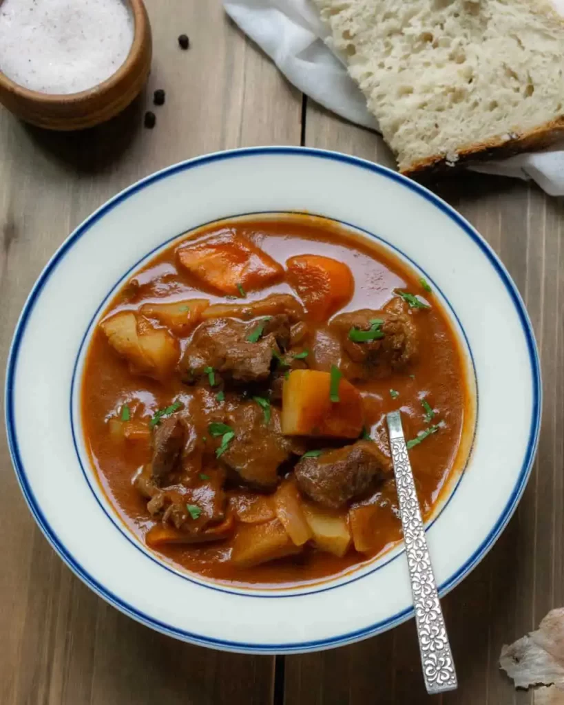 bowl of stew with spoon