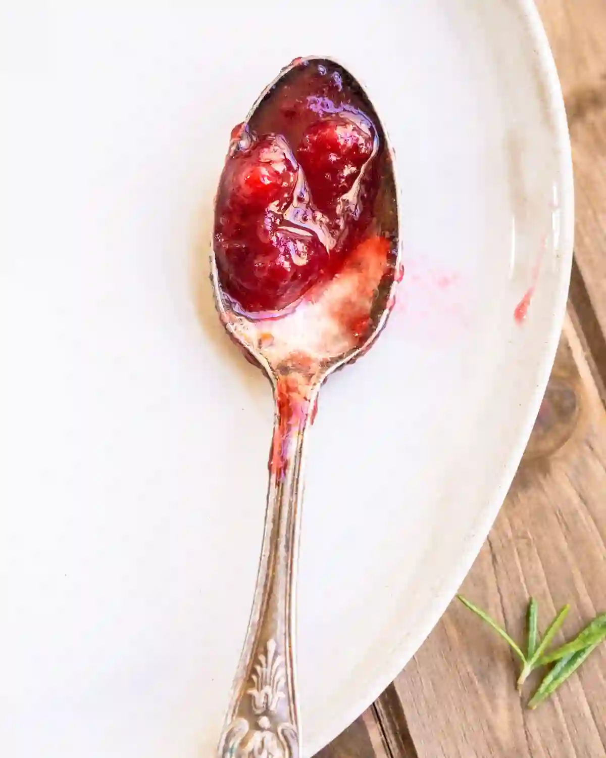 cranberry sauce on a spoon