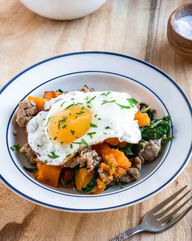 Butternut Squash and Sausage with an egg