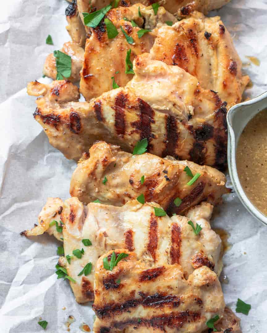 grilled marinated chicken thighs with dressing