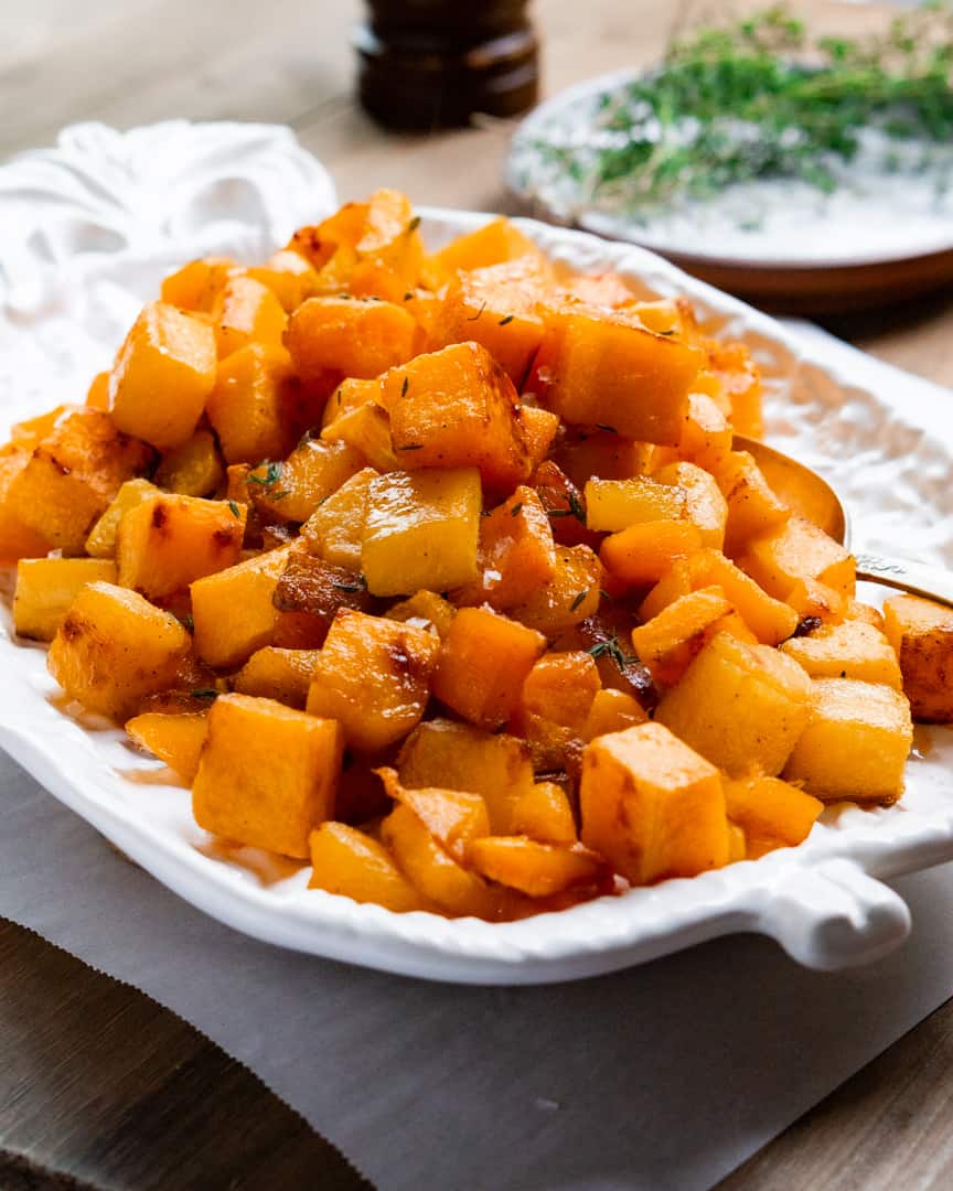 Roasted butternut squash on a plate